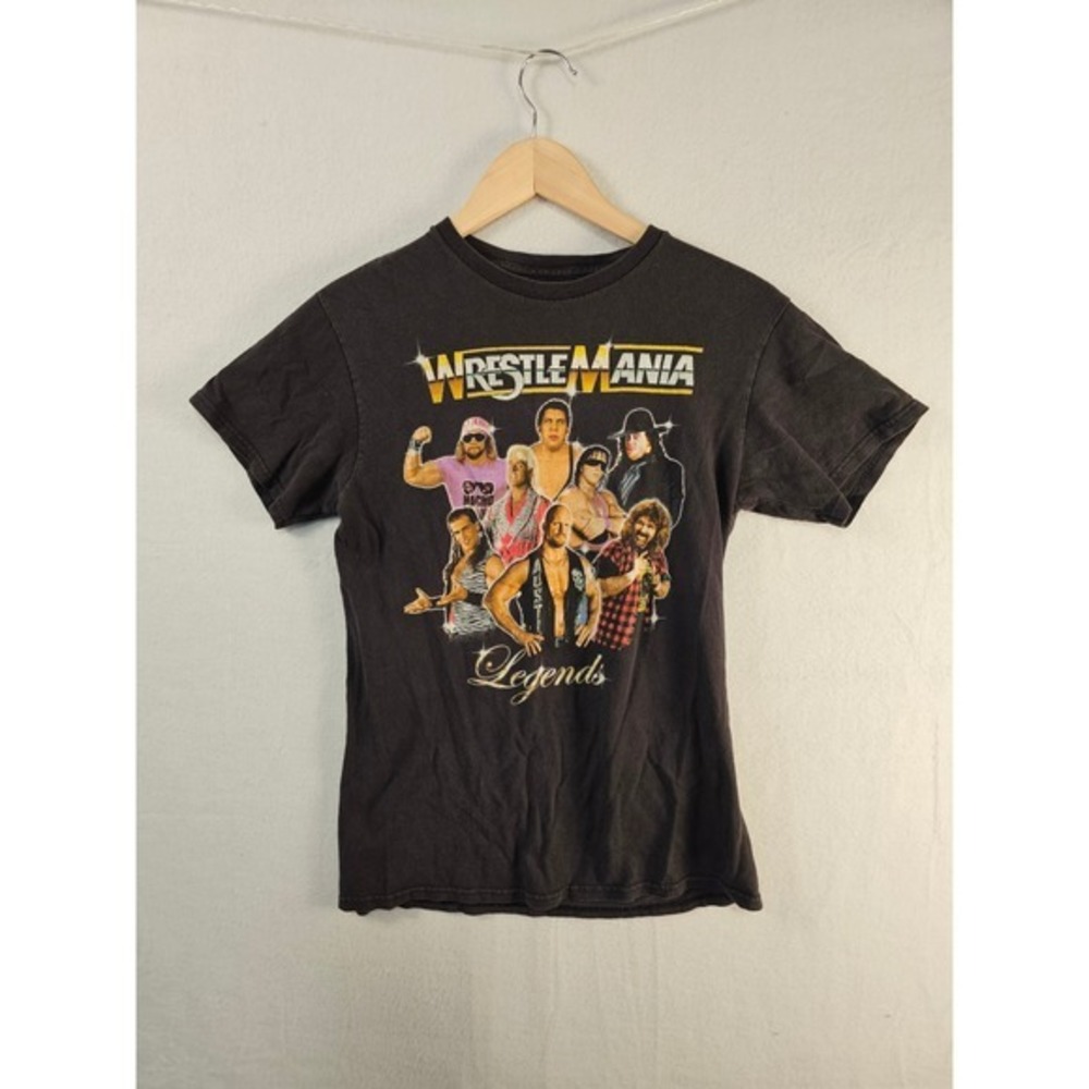 WrestleMania Legends T Shirt Mens Small WWE Wrestling‎ Black Graphic Tee #1634